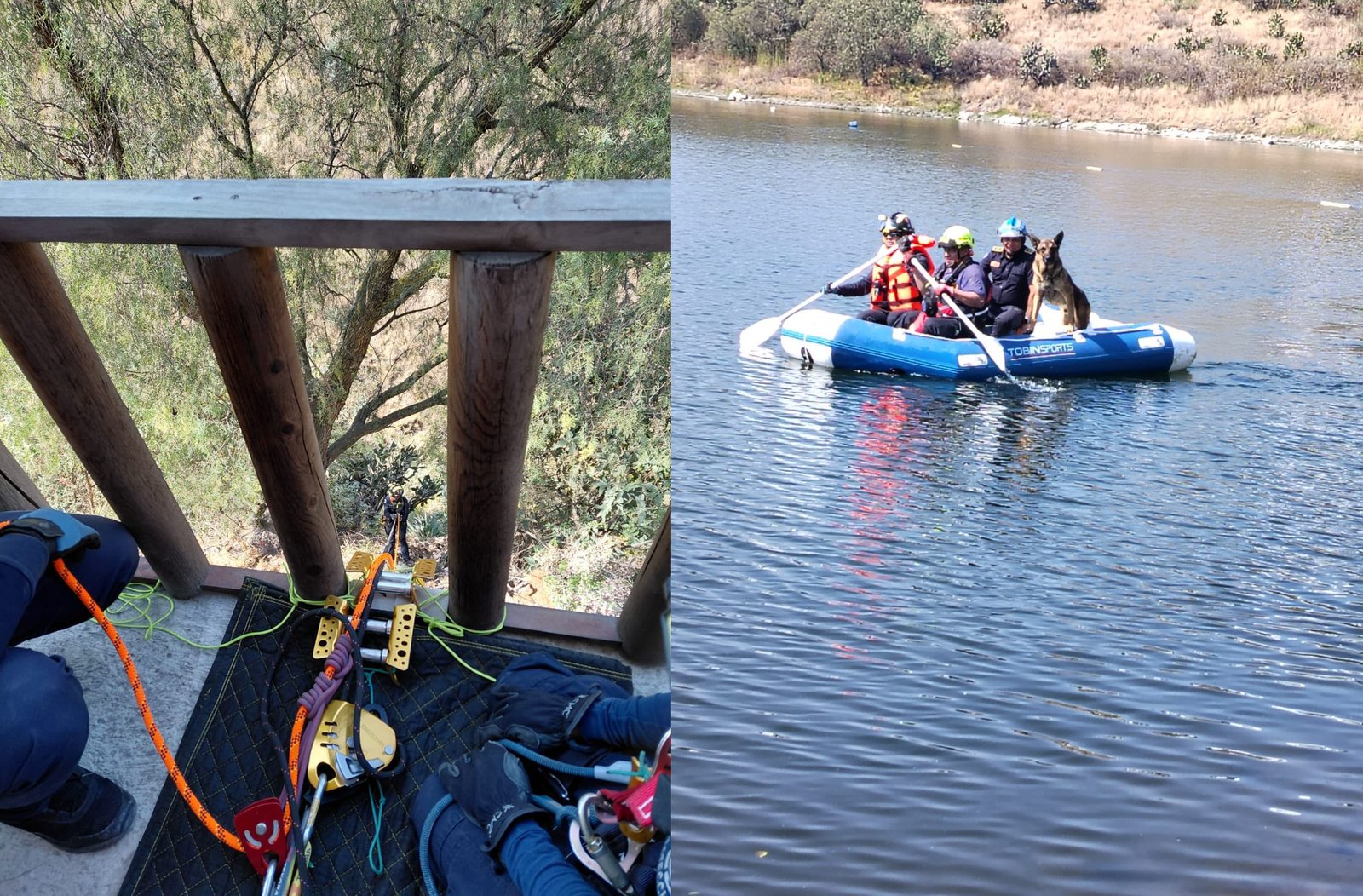Rescatan a canino atrapado en barranco de la Presa Madín