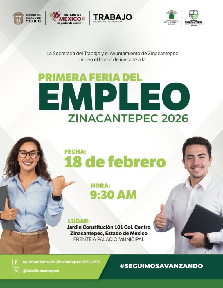 Este miércoles, primera Feria del Empleo 2026 en #Zinacantepec