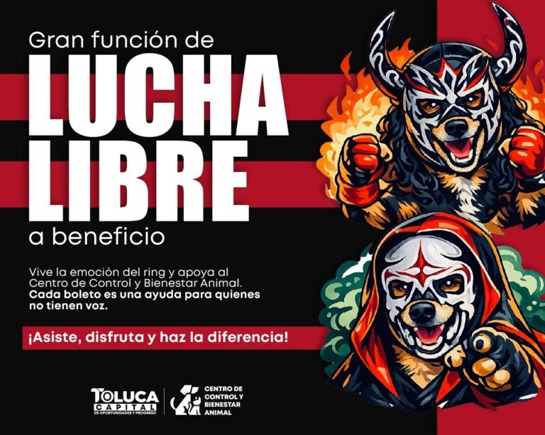 Lucha libre en el Agustín Millán buscará recaudar fondos para el Centro de Bienestar Animal de Toluca