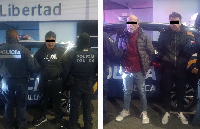 Atrapan a tres que intentaban irrumpir de madrugada en establecimiento comercial de #Toluca; uno tenía orden de captura