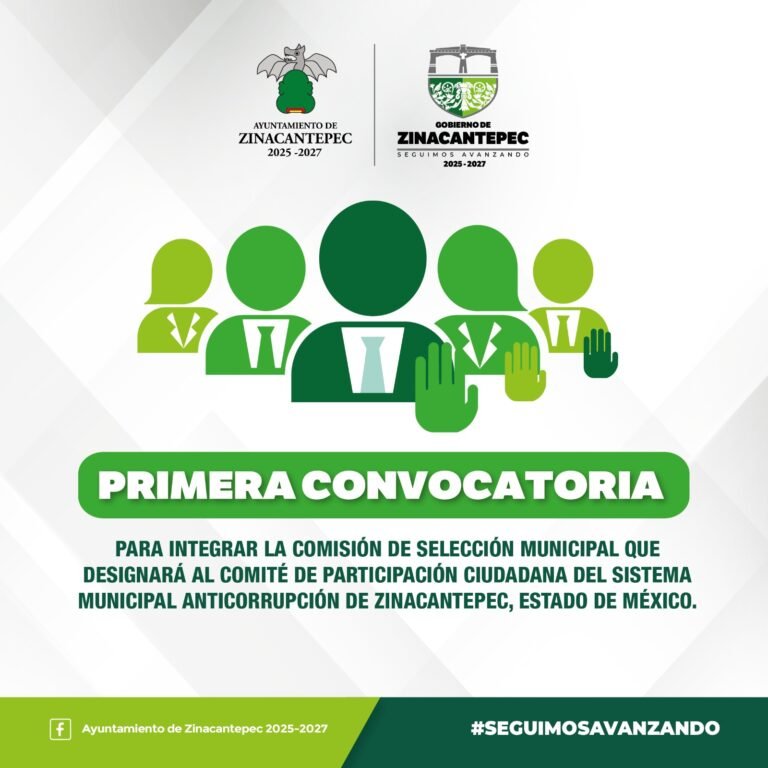 #Zinacantepec abre convocatoria para integrar Comisión de Selección del Sistema Municipal Anticorrupción