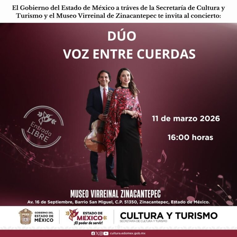 Invitan al concierto “Dúo Voz Entre Cuerdas” en el Museo Virreinal de #Zinacantepec