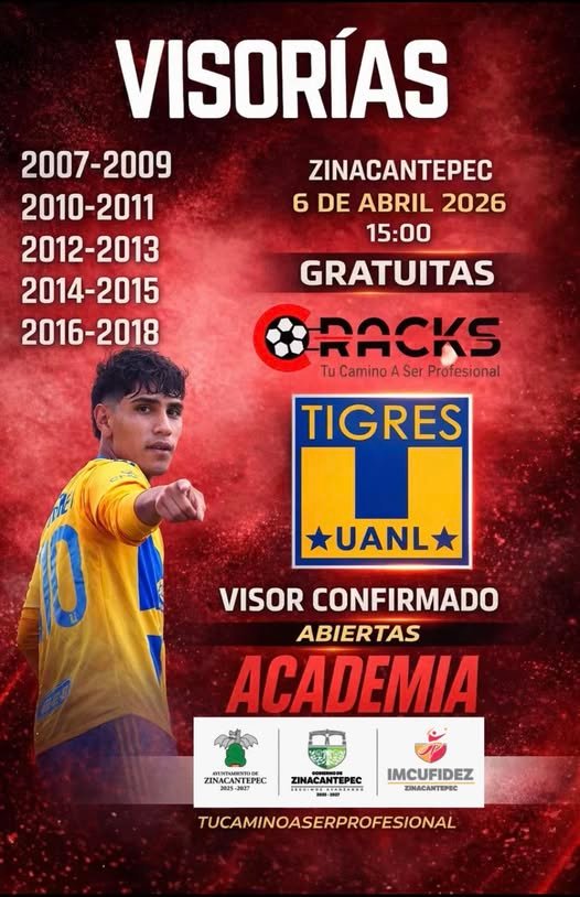 Zinacantepec convoca a visorías de fútbol con presencia de Tigres UANL