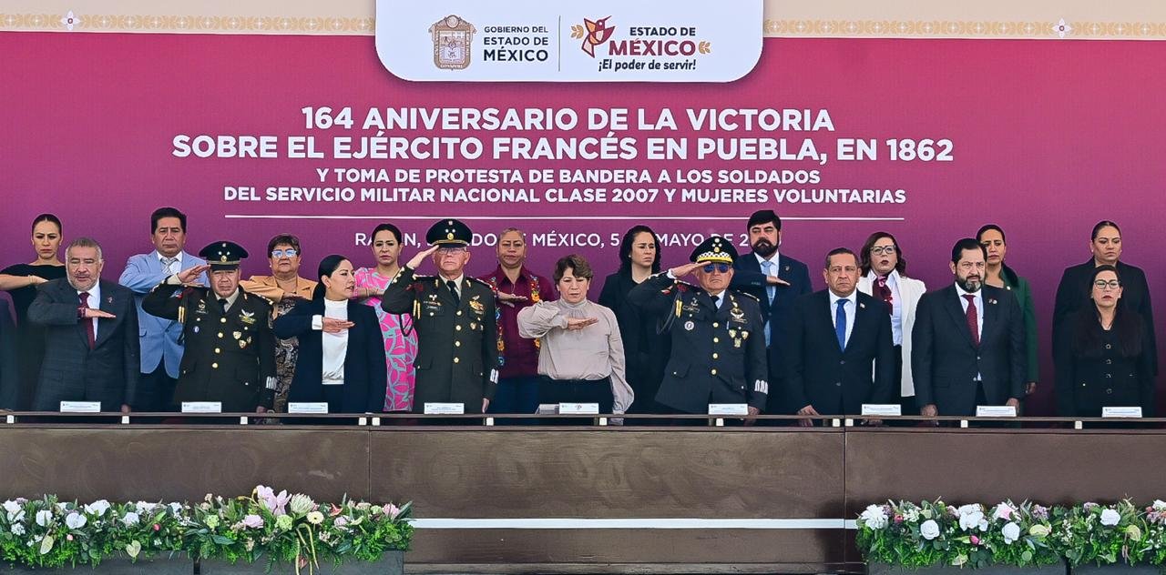 Gobernadora Delfina Gómez encabeza acto por el 5 de mayo en Edoméx; Sheinbaum destaca la soberanía nacional
