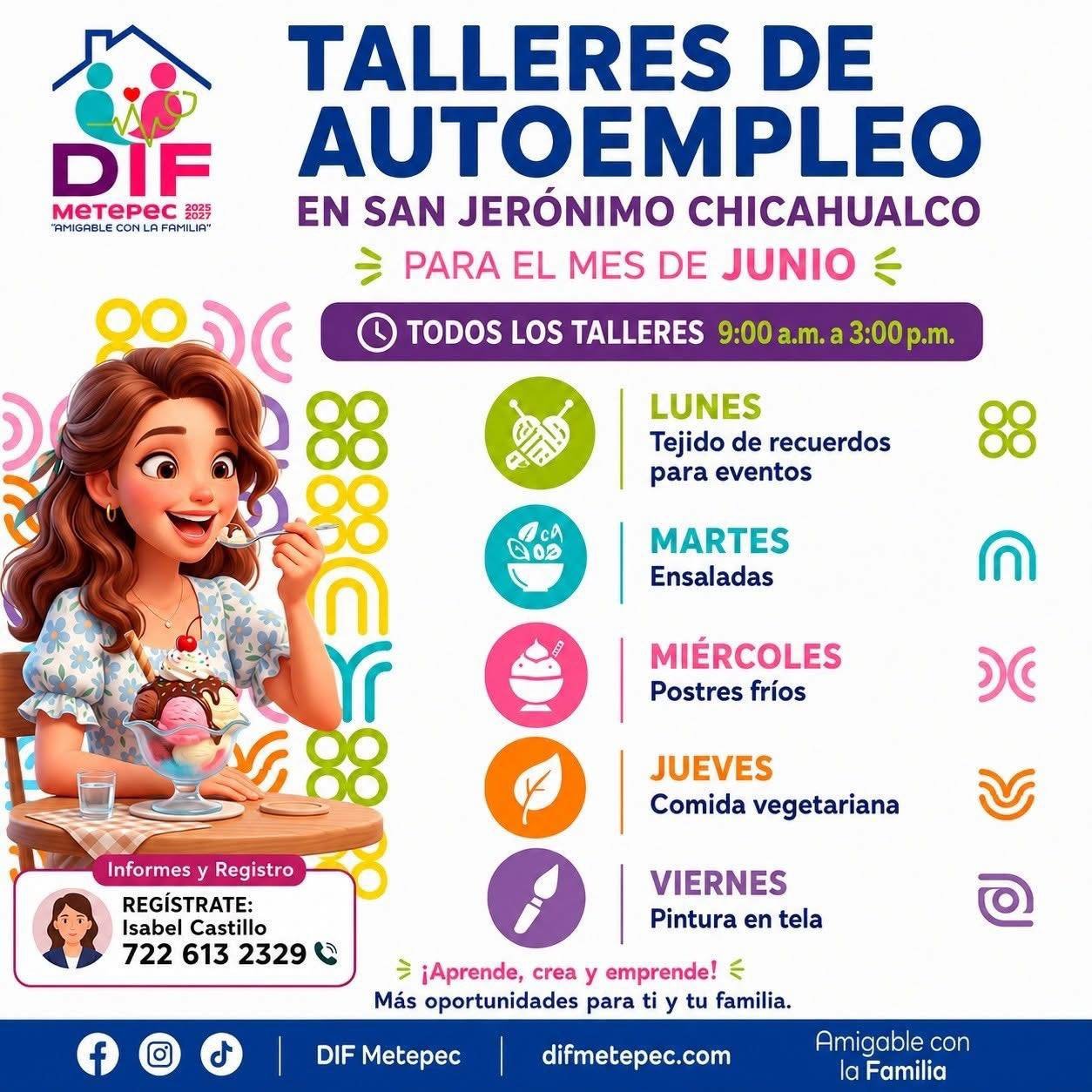 DIF #Metepec abre talleres de autoempleo durante junio en San Jerónimo Chicahualco