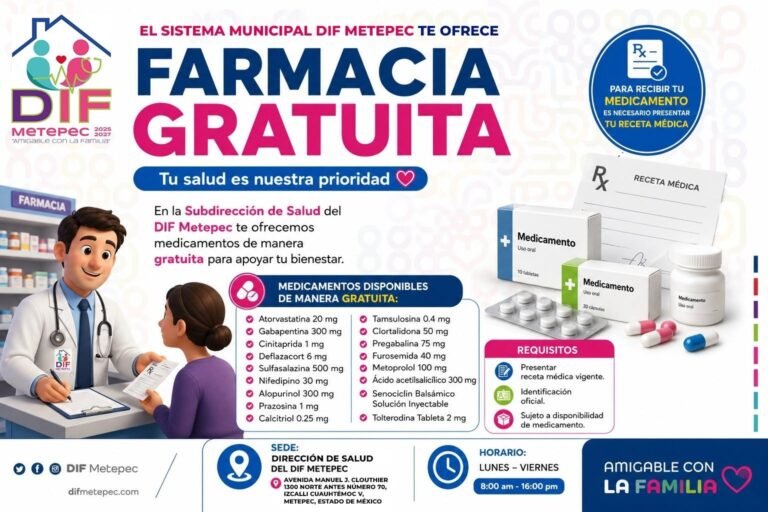 DIF #Metepec recuerda disponibilidad de farmacia gratuita; estos son los requisitos