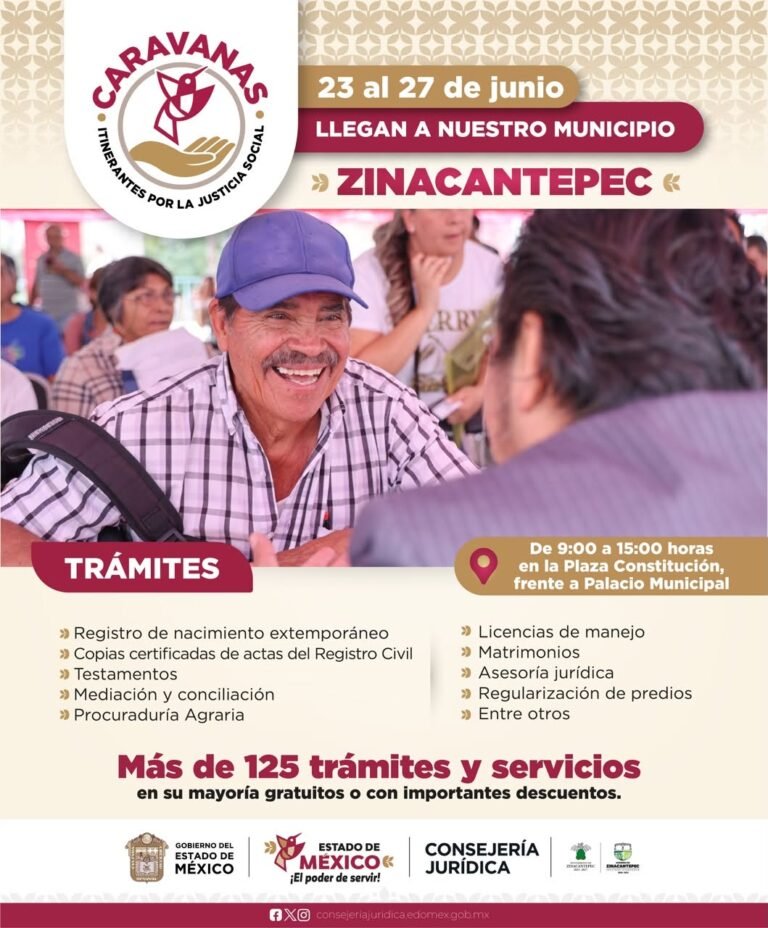 Caravanas por la Justicia Social llegarán a Zinacantepec con más de 125 trámites y servicios