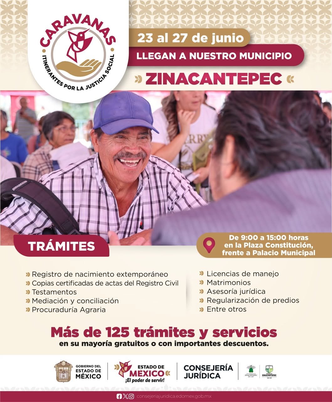 Caravanas por la Justicia Social llegarán a Zinacantepec con más de 125 trámites y servicios