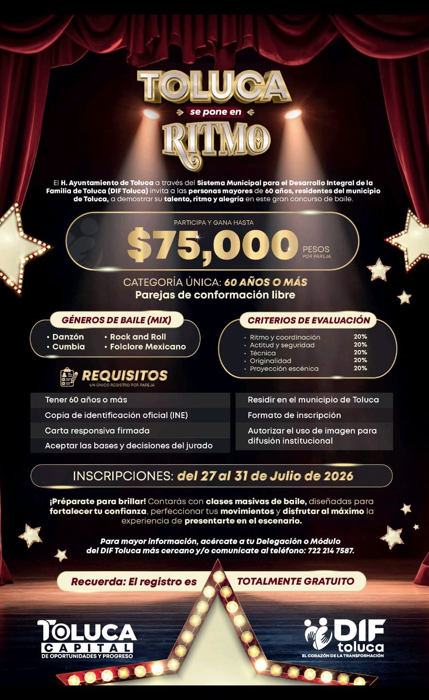 DIF Toluca convoca a personas adultas mayores a concurso de baile por regiones