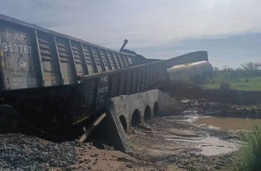 Atienden emergencia ambiental por derrame químico tras descarrilar tren en Sonora