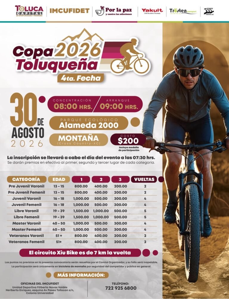 Copa Toluqueña de Ciclismo de Montaña llegará al Parque Alameda 2000 este domingo
