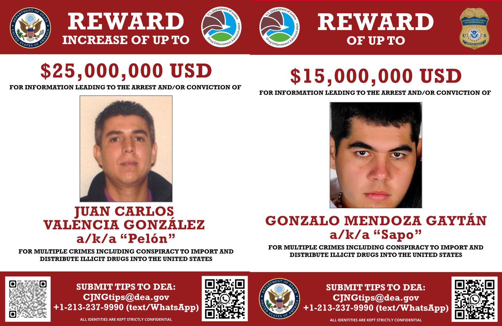 OJO: EEUU ofrece más de 100 mdd por ocho líderes del CJNG; encabeza la lista el sucesor de ‘El Mencho’