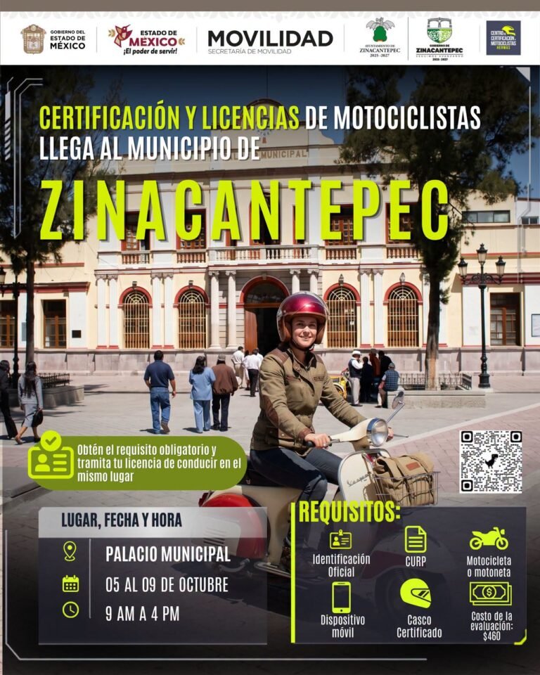 Certificación y licencias para motociclistas llegarán a Zinacantepec en octubre