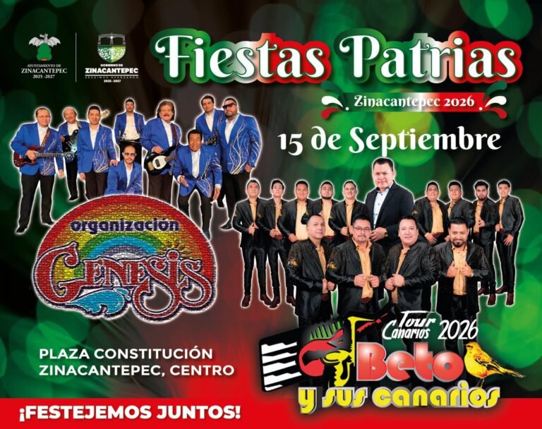 Fiestas Patrias en Zinacantepec tendrán música en vivo y cierres viales este 15 de septiembre