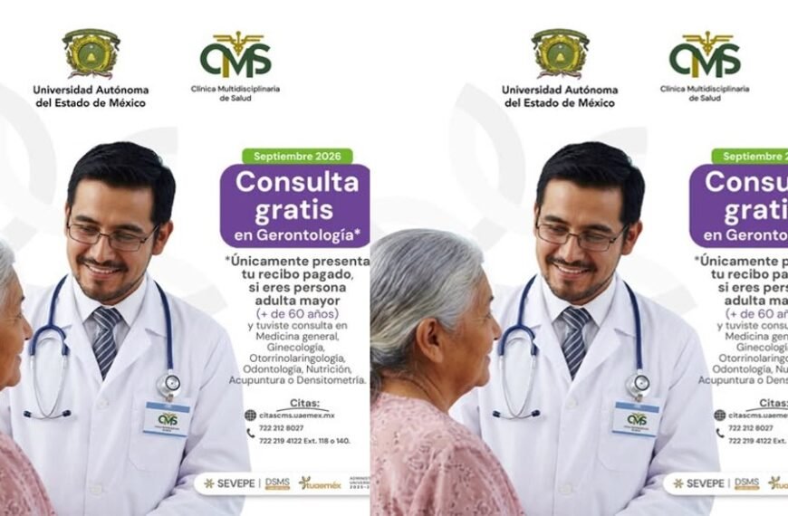 Mes del adulto mayor: Clínica Multidisciplinaria de Salud de la UAEMéx ofrece consultas gratuitas de gerontología durante septiembre