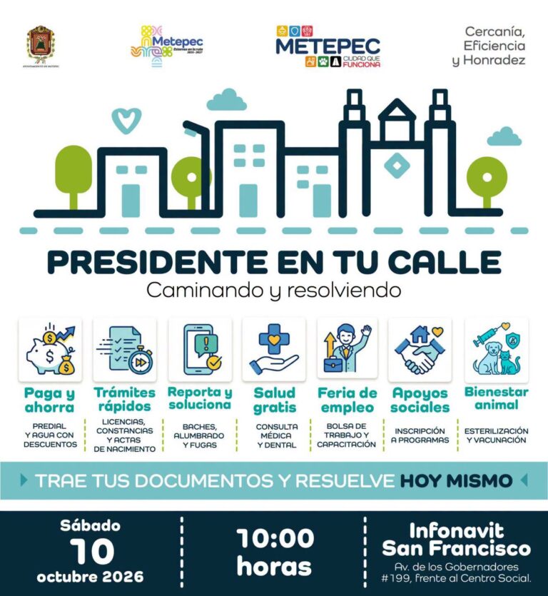 Metepec llevará servicios, trámites y atención ciudadana a Infonavit San Francisco este sábado