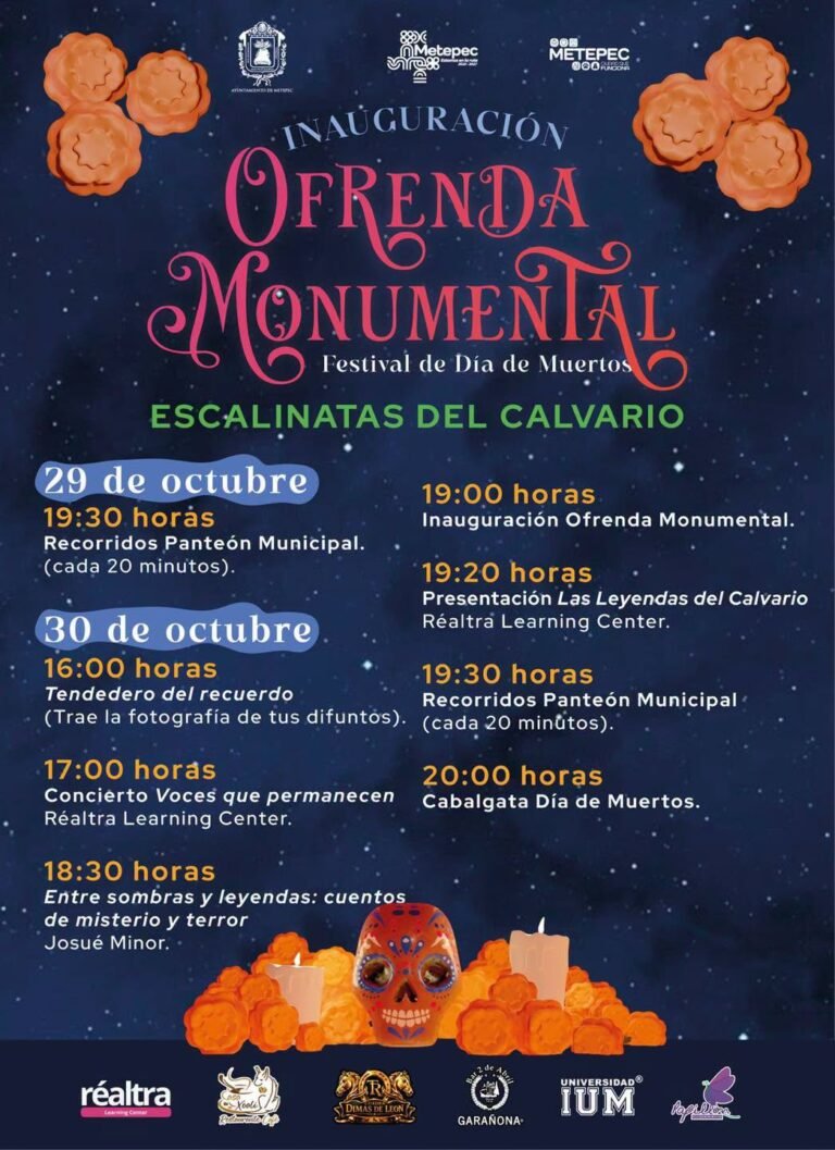 Metepec prepara Ofrenda Monumental y actividades por Día de Muertos en el Calvario