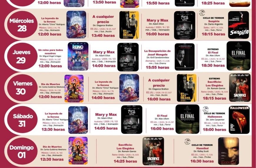 Cineteca Mexiquense presenta semana de cine de terror y estrenos internacionales