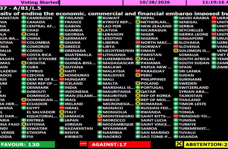 ONU exige por 34ª ocasión el fin del embargo a Cuba; México se suma a la mayoría mundial